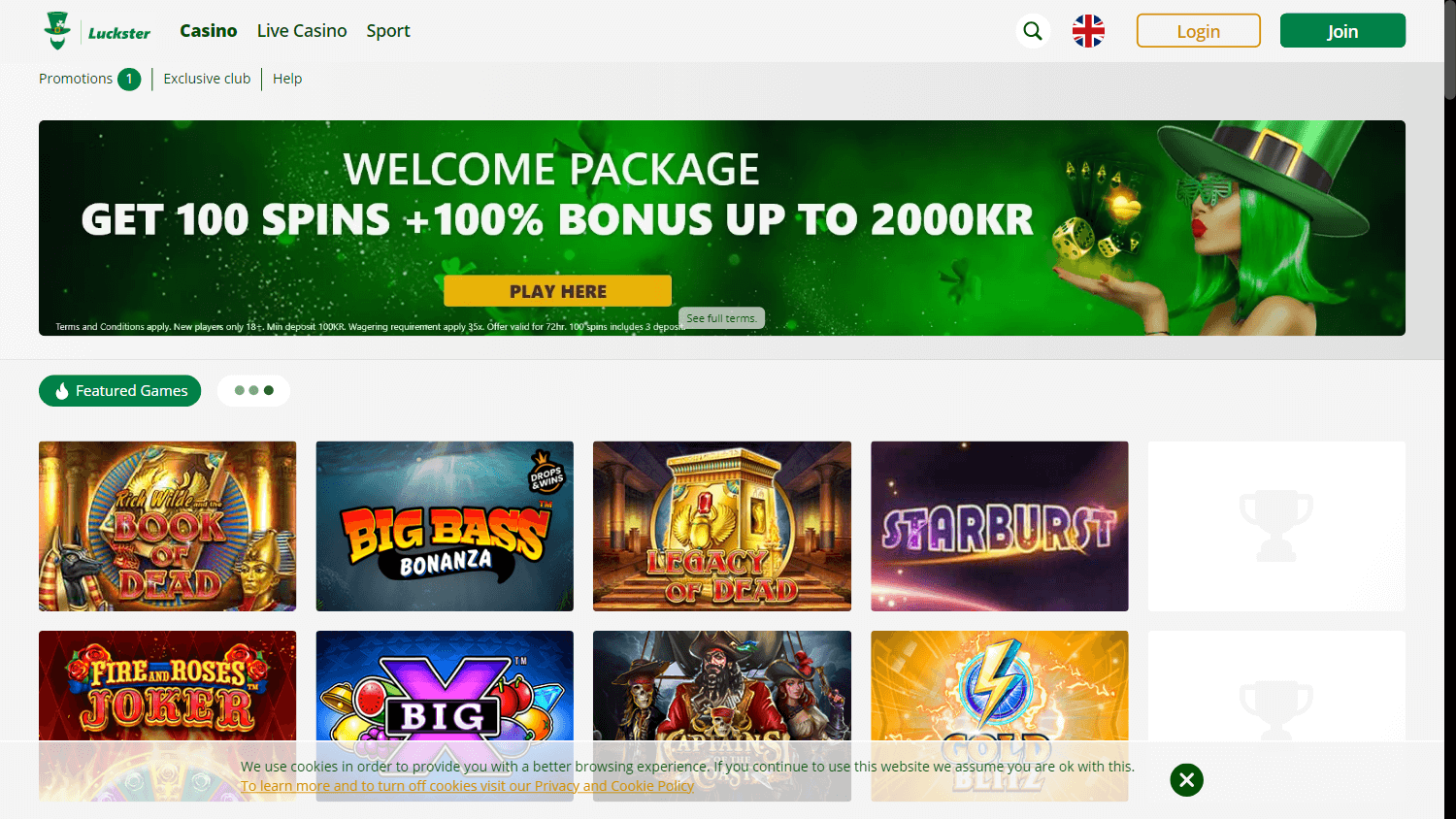 Luckster Casino Desktop screenshot