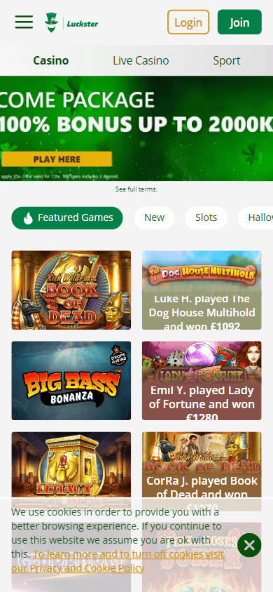 Luckster Casino Mobile screenshot